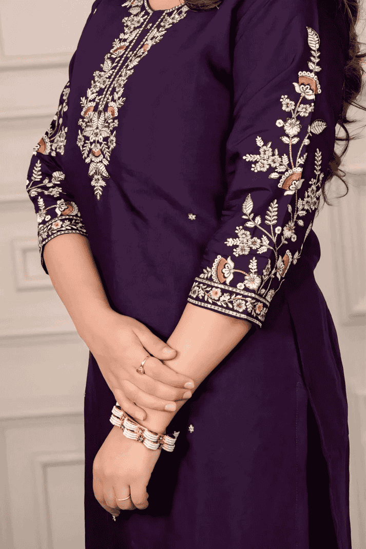 Women Embroidered Three Quarter Sleeve Kurta Pant With Dupatta Set - 22557201 -  Standard Image - 5