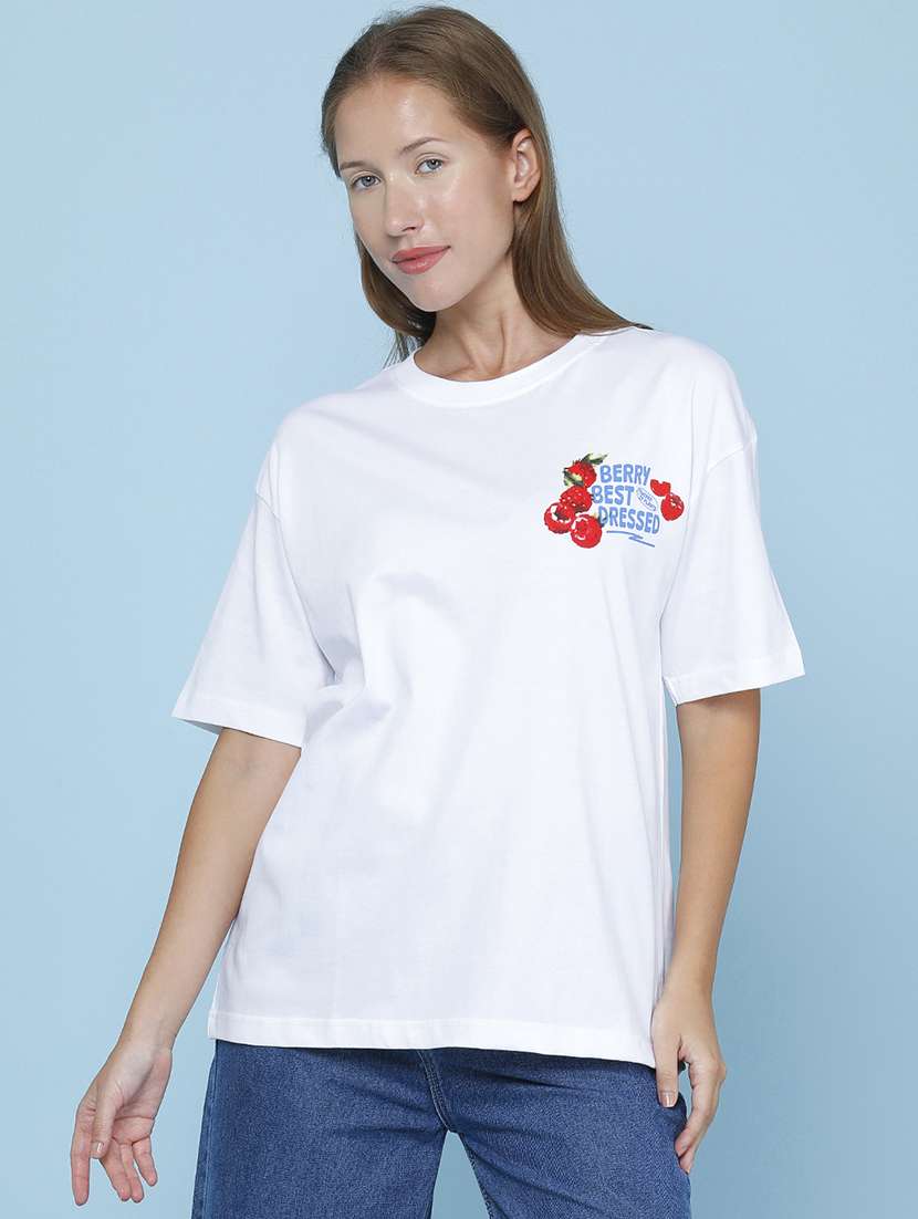 women printed short sleeves oversized t-shirt - 22557290 -  Standard Image - 3