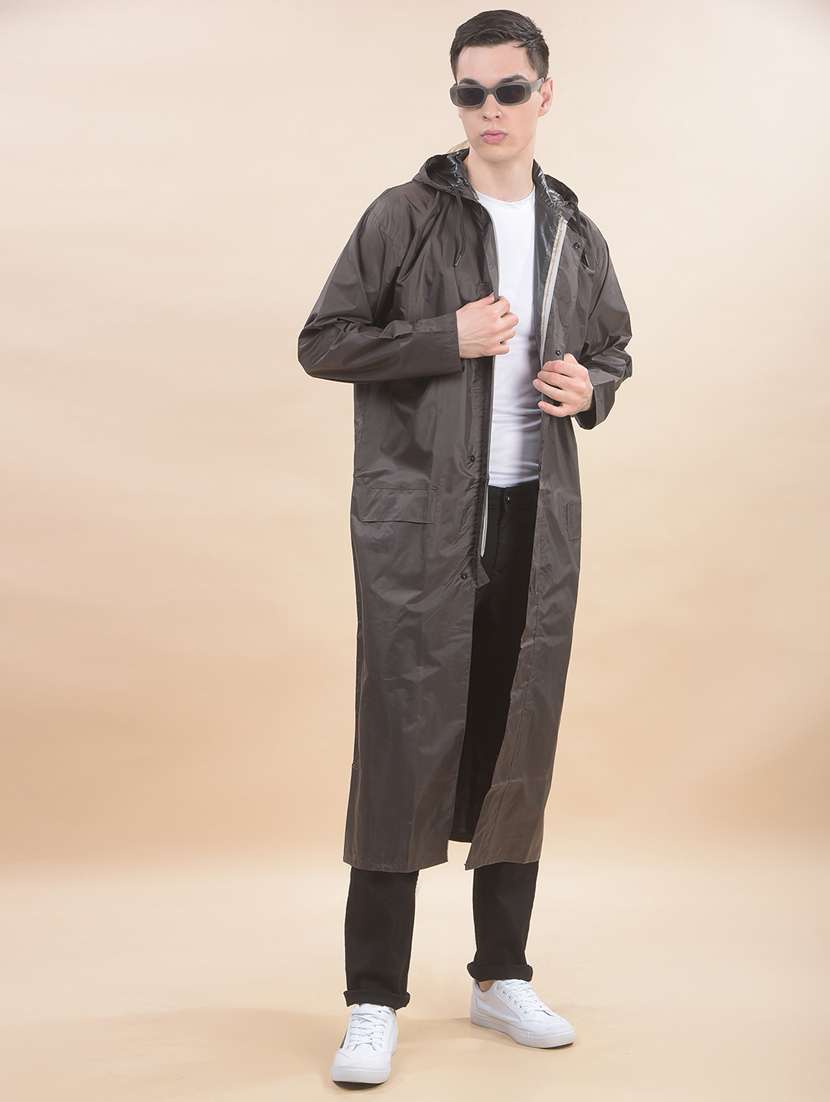 men solid long sleeve hooded raincoat - 22557295 -  Standard Image - 3