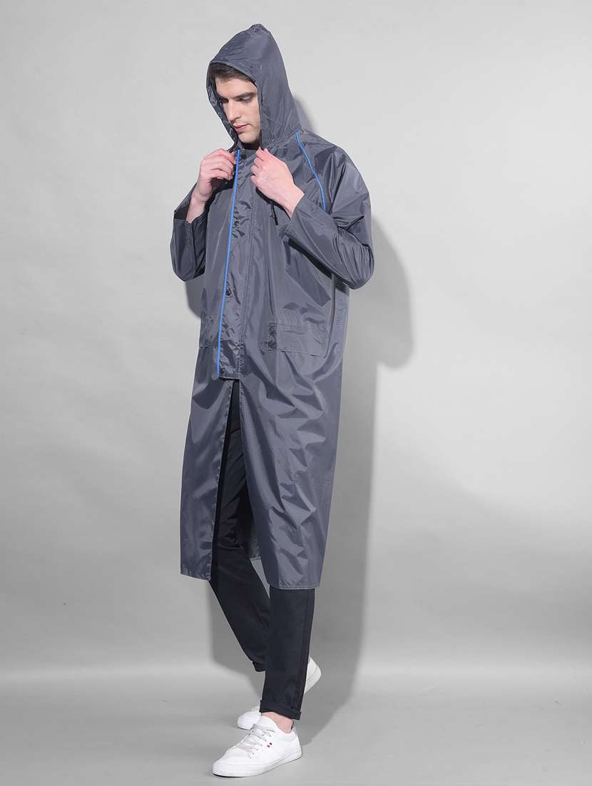 men solid long sleeve hooded raincoat - 22557300 -  Standard Image - 3