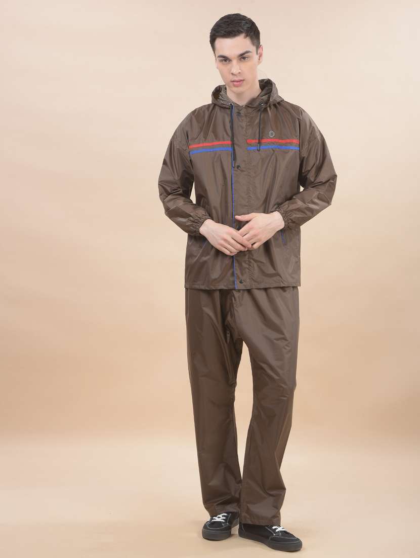 Men Striped Long Sleeve Hooded Rain Suit Set - 22557355 -  Standard Image - 3