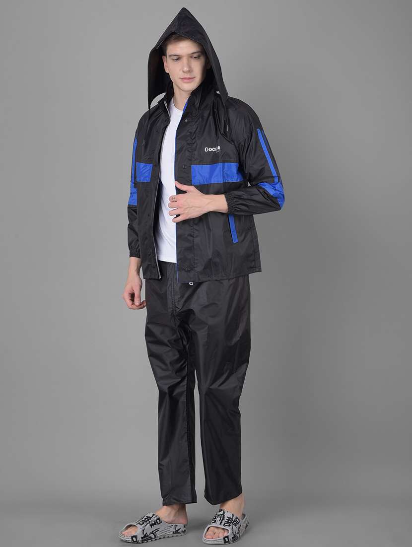 Men Color Block Long Sleeve Hooded Rain Suit Set - 22557389 -  Standard Image - 3
