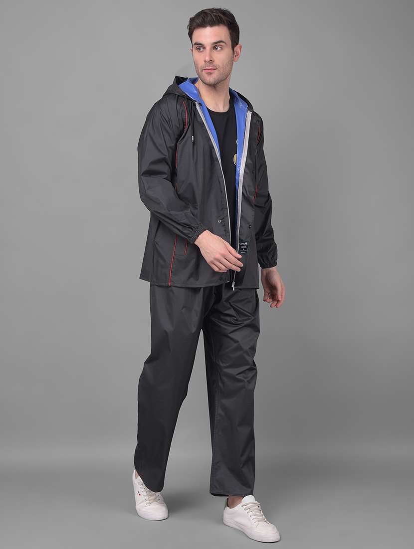 men solid long sleeve hooded rain suit set - 22557535 -  Standard Image - 3