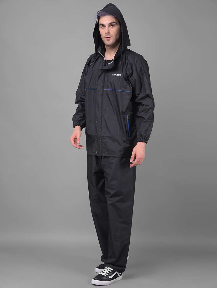 men solid long sleeve hooded rain suit set - 22557555 -  Standard Image - 3