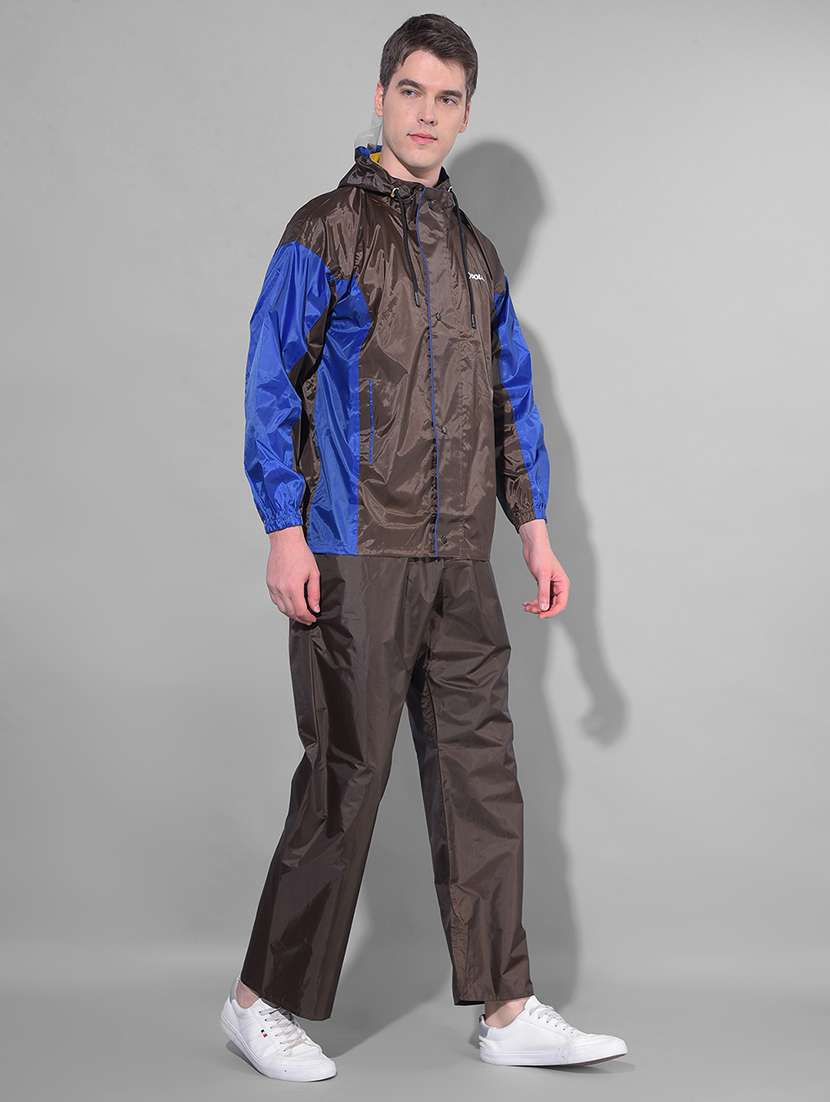 men color block long sleeve hooded rain suit set - 22557560 -  Standard Image - 3