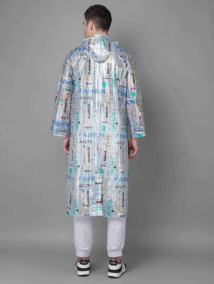 men typographic long sleeve hooded raincoat - 22557632 -  Standard Image - 3