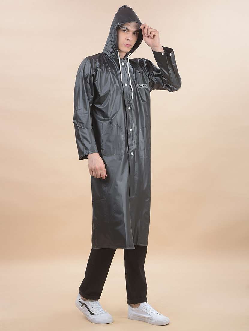 men solid long sleeve hooded raincoat - 22557636 -  Standard Image - 3