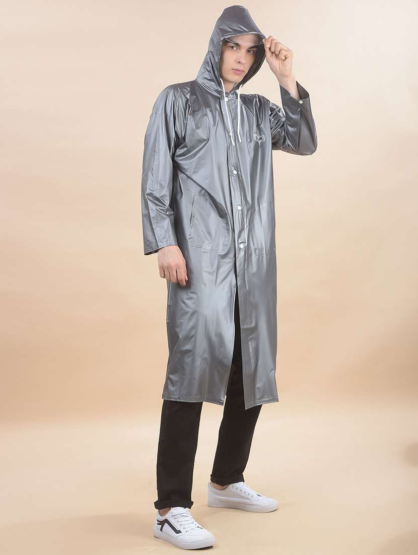 men solid long sleeve hooded raincoat - 22557640 -  Standard Image - 3