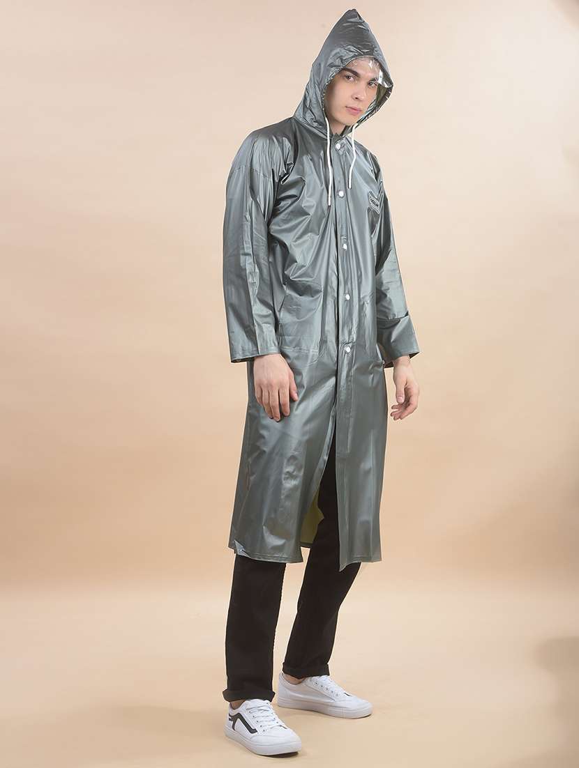 men solid long sleeve hooded raincoat - 22557641 -  Standard Image - 3