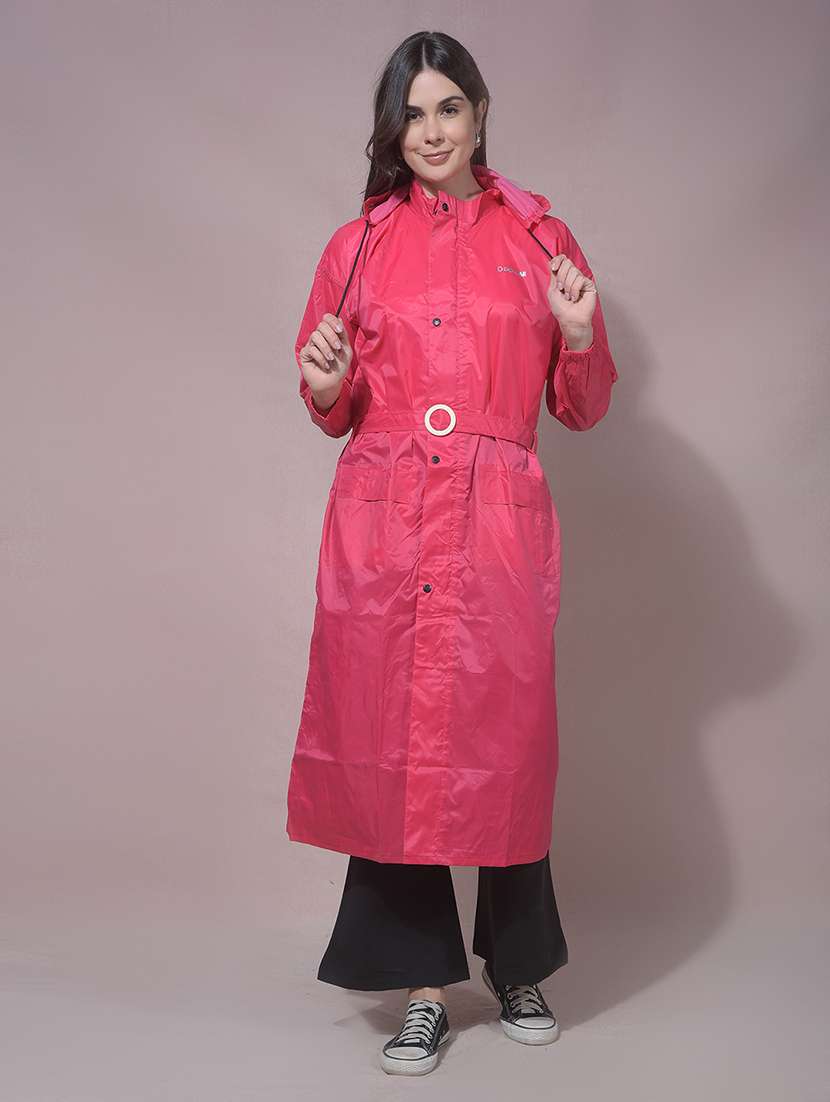 women solid long sleeves raincoat - 22557694 -  Standard Image - 3