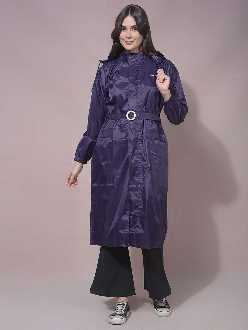 women solid long sleeves raincoat - 22557695 -  Standard Image - 3