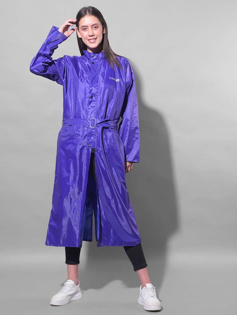 women solid long sleeves raincoat - 22557698 -  Standard Image - 3