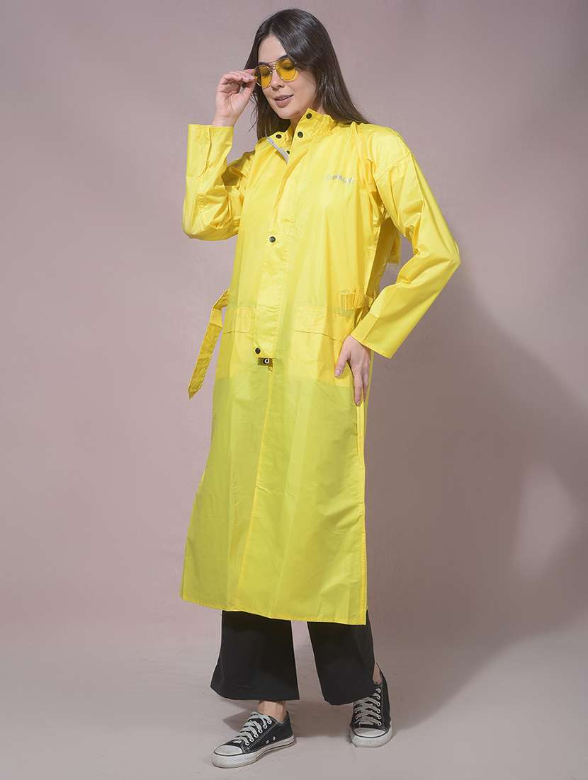 women solid long sleeves raincoat - 22557699 -  Standard Image - 3