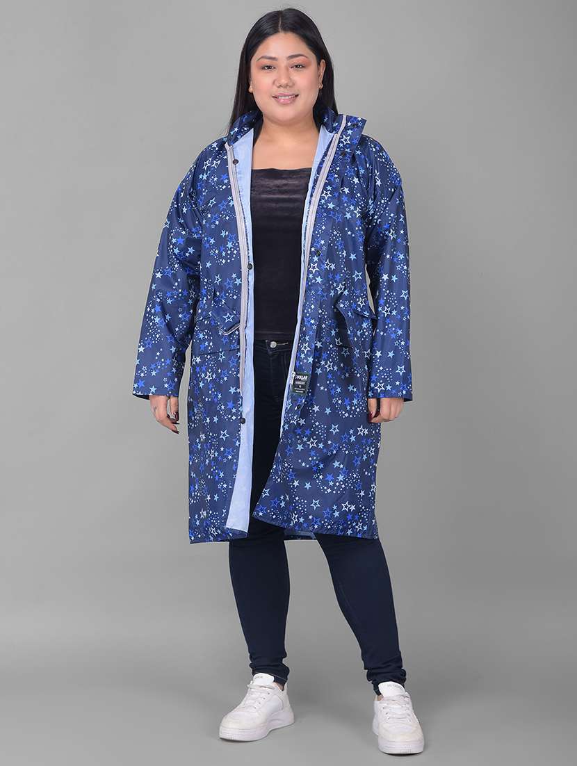 women printed long sleeves raincoat