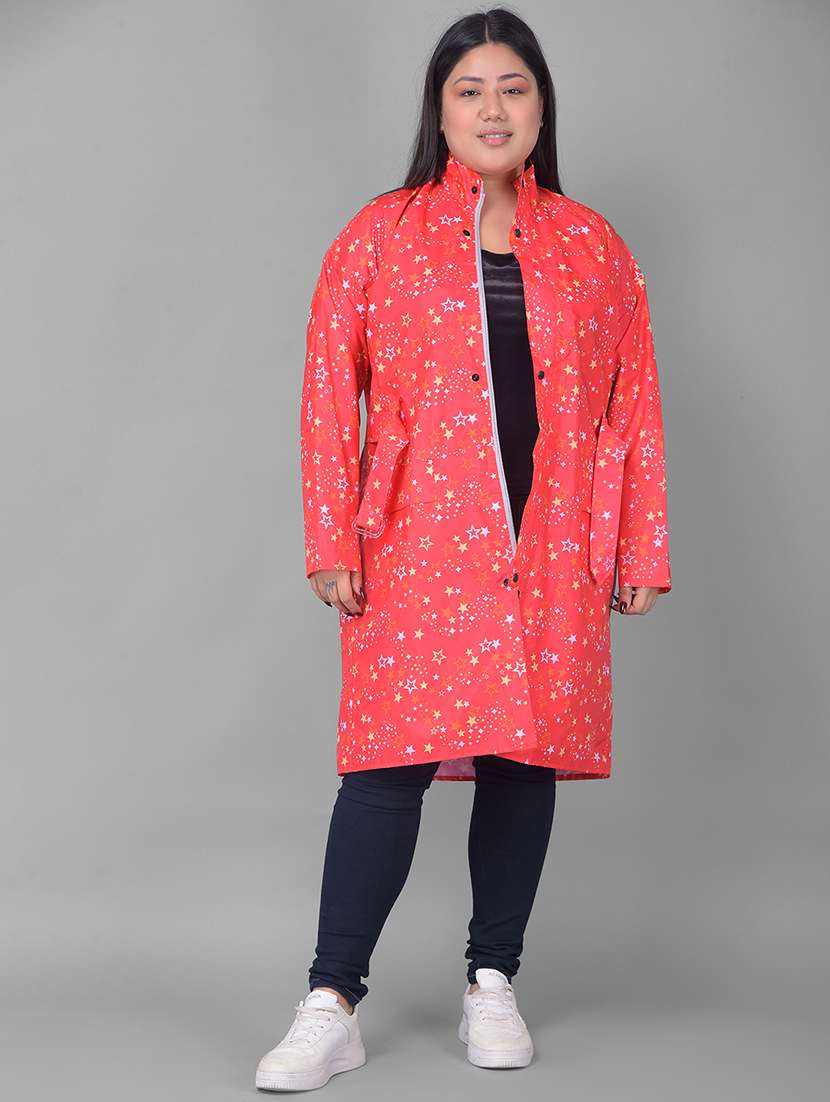 women printed long sleeves raincoat