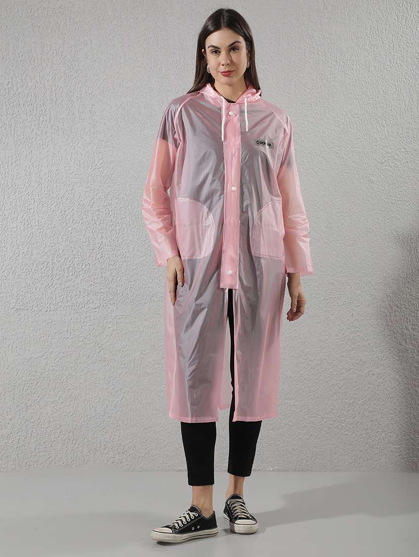 women self design long sleeves raincoat - 22557744 -  Standard Image - 3