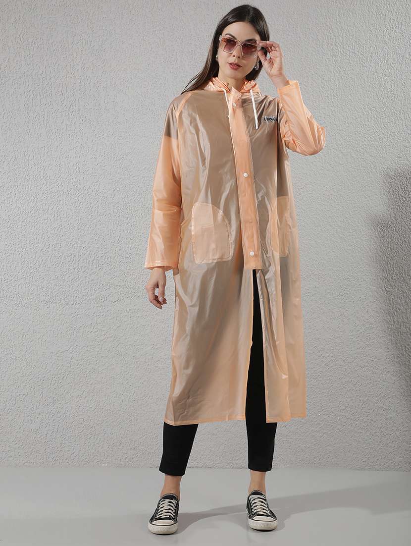 women solid long sleeves raincoat - 22557752 -  Standard Image - 3