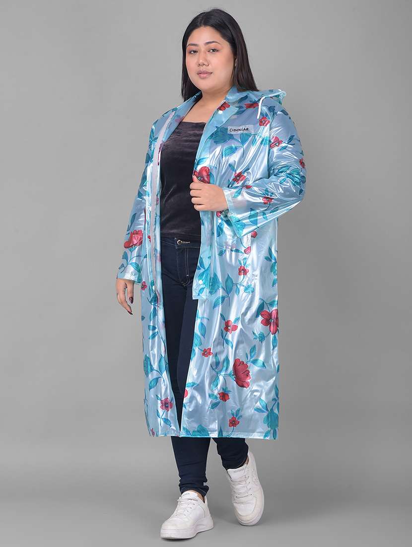 women printed long sleeves raincoat