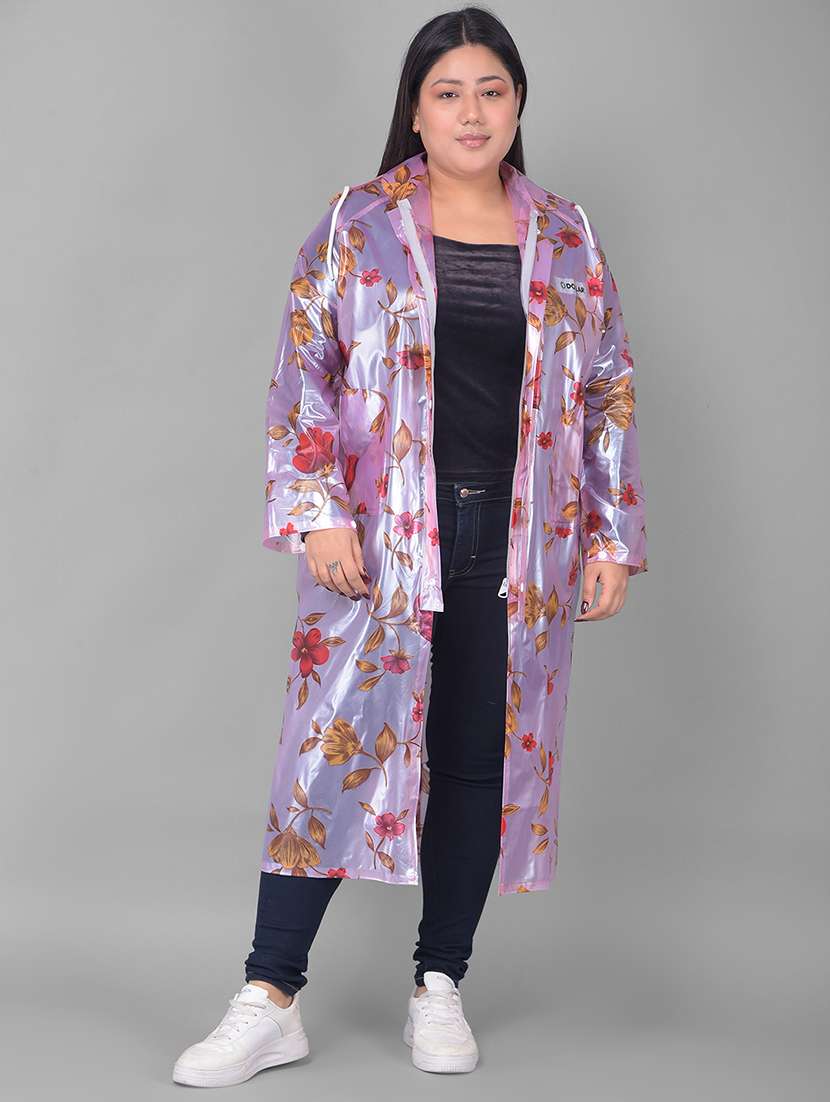 women printed long sleeves raincoat