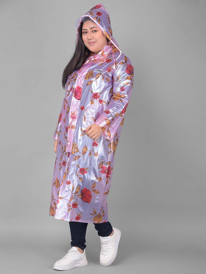 Women Printed Long Sleeves Raincoat - 22557777 -  Standard Image - 3