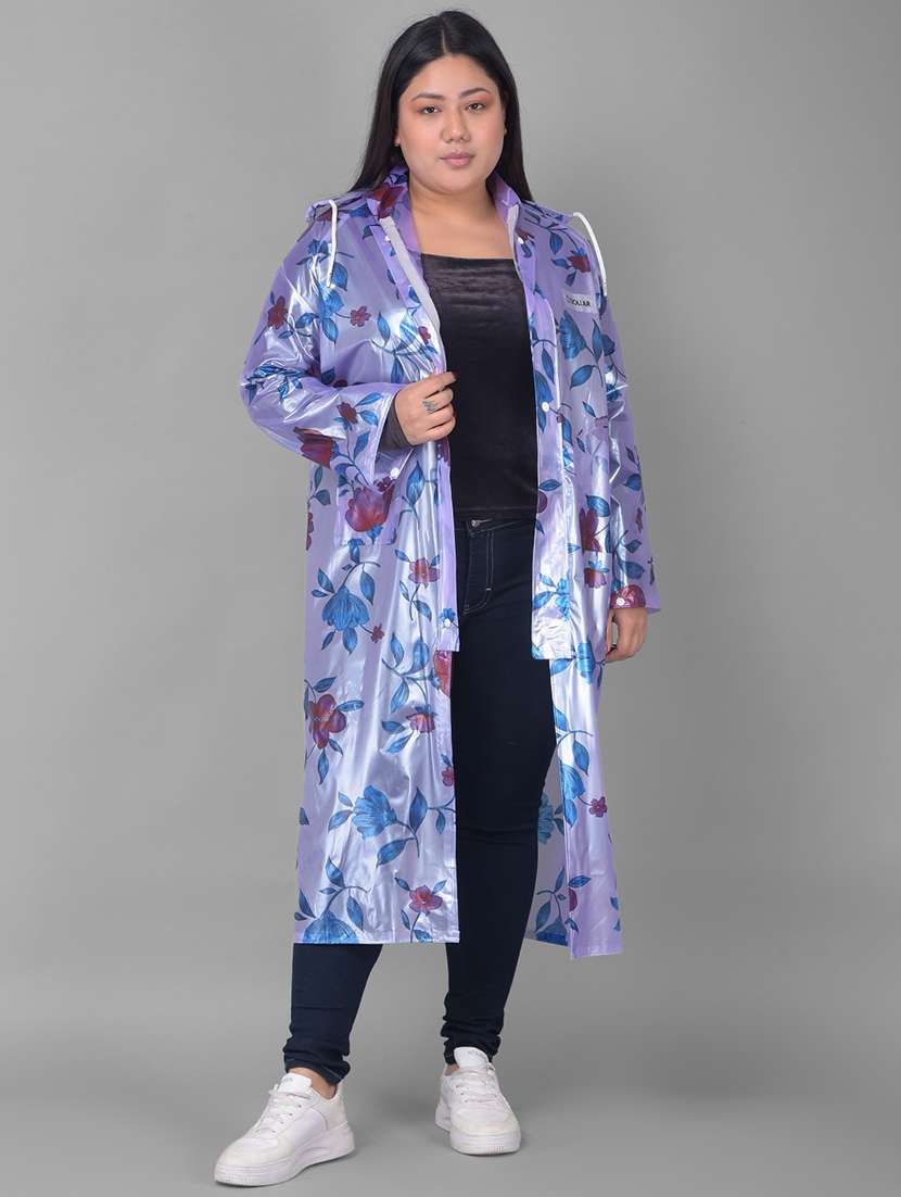 women printed long sleeves raincoat