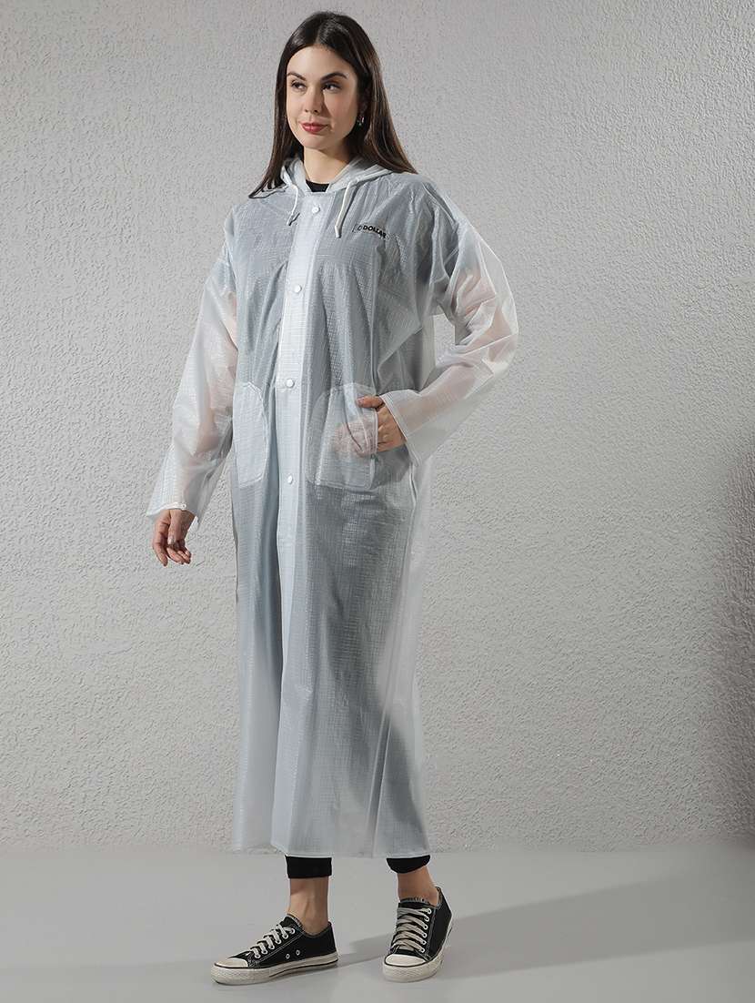 women self design long sleeves raincoat - 22557779 -  Standard Image - 3