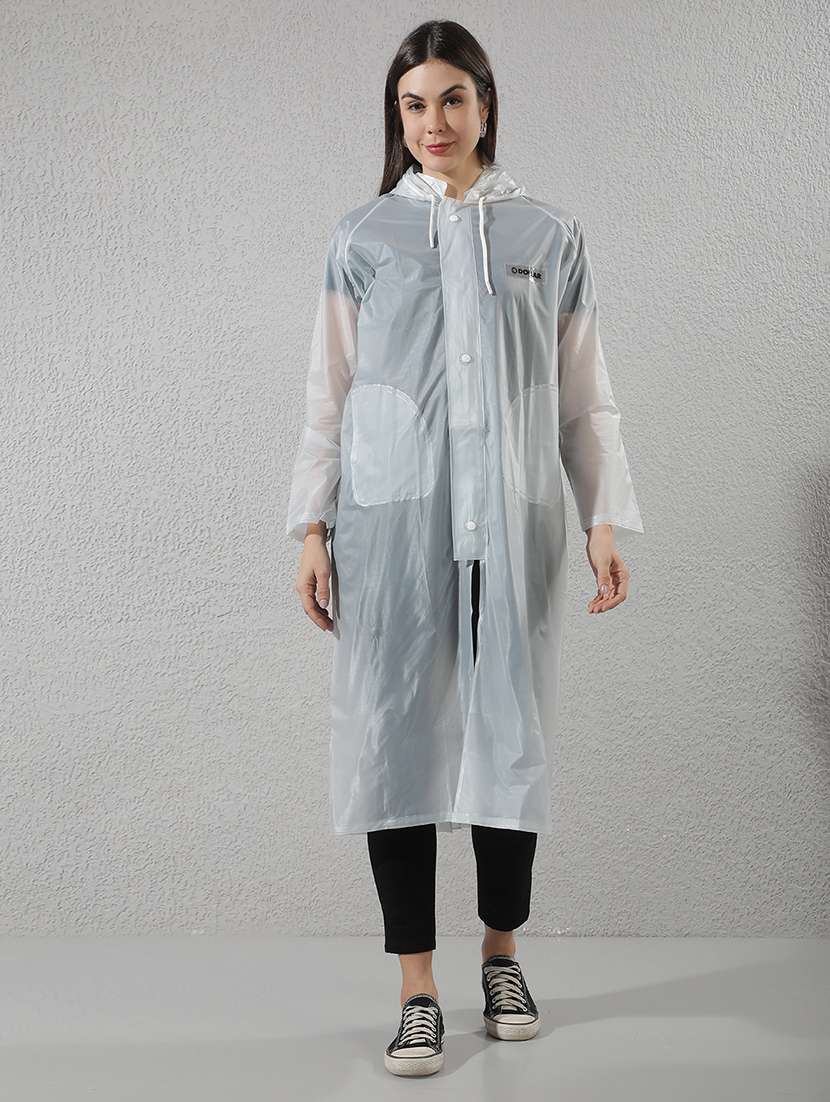 women self design long sleeves raincoat - 22557780 -  Standard Image - 3