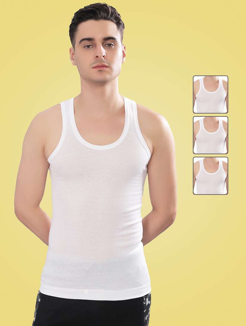 men pack of 3 solid sleeveless vest