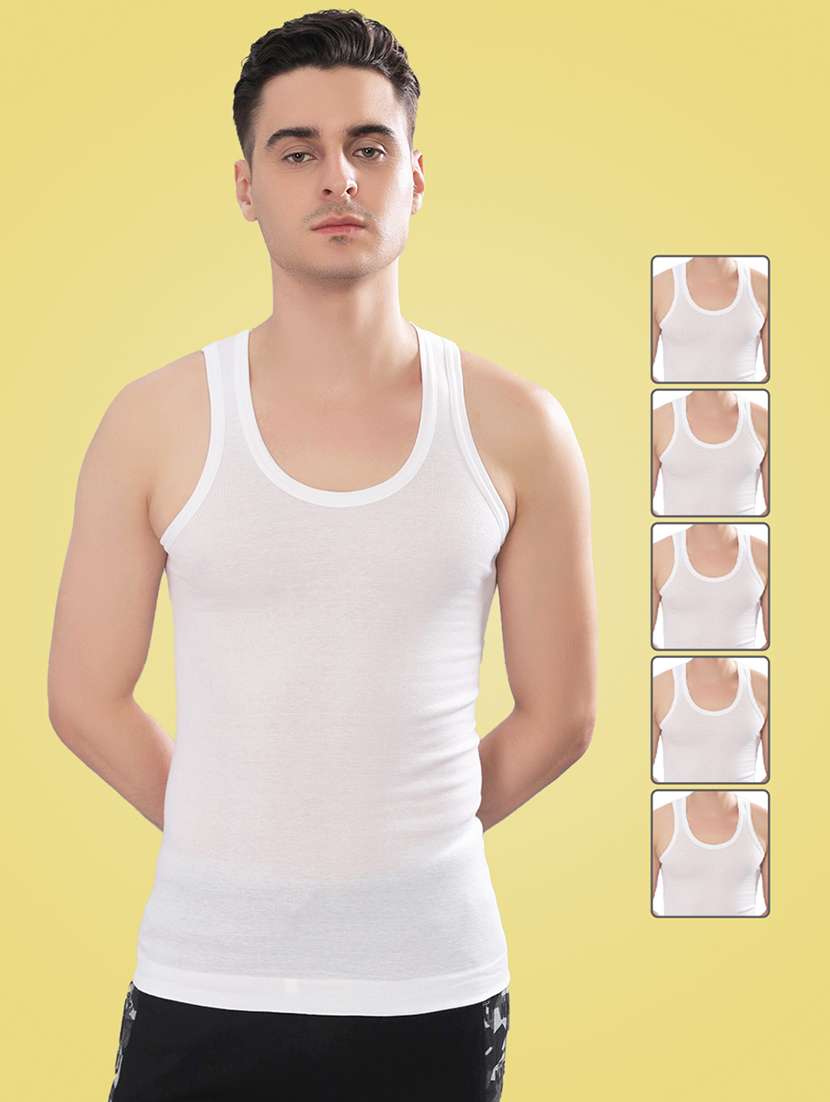 men pack of 5 solid sleeveless vest