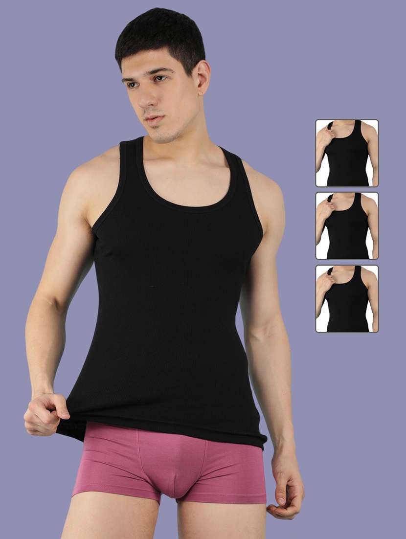 men pack of 4 solid sleeveless vest