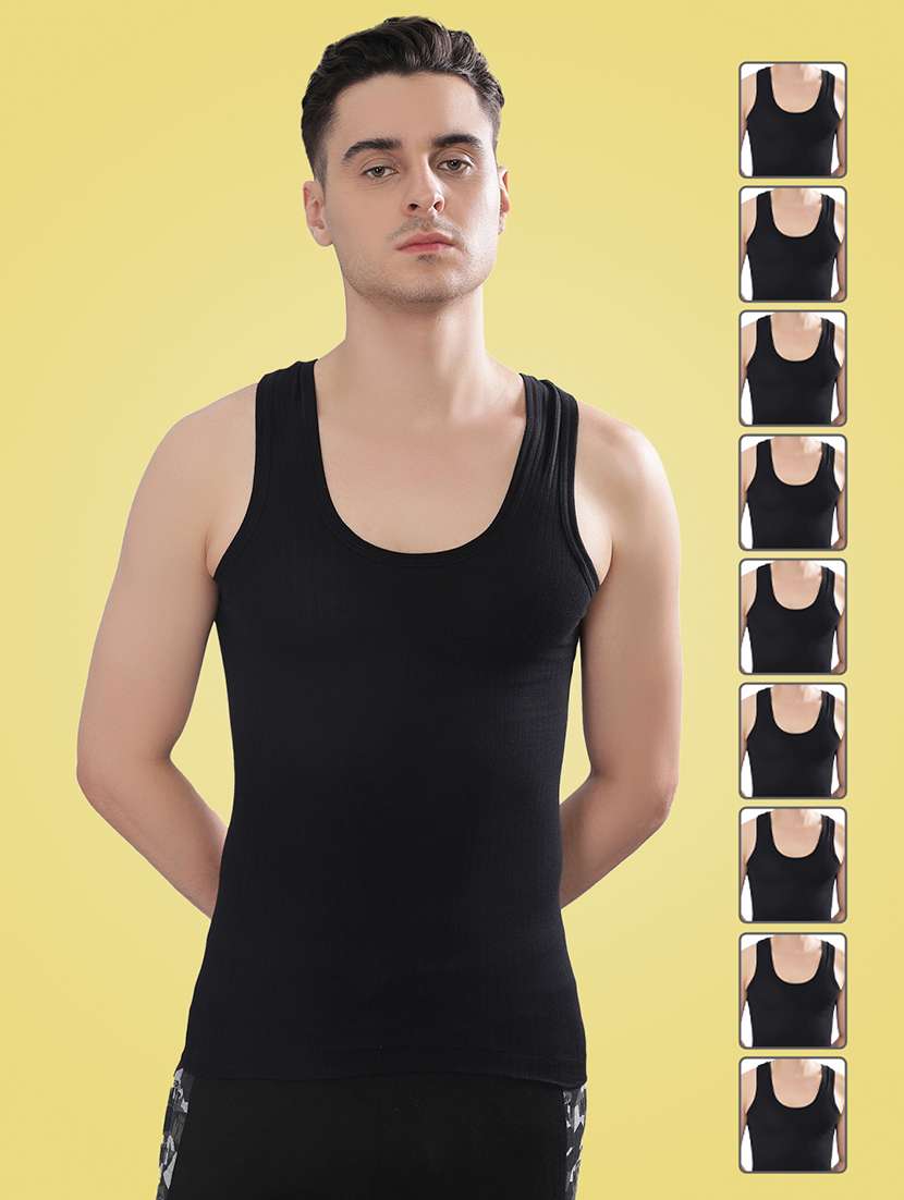 men pack of 10 solid sleeveless vest