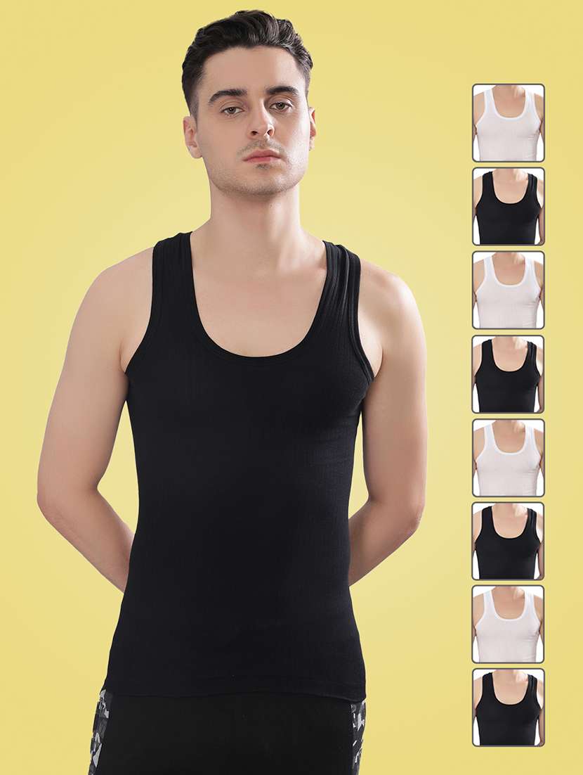 men pack of 8 solid sleeveless vest