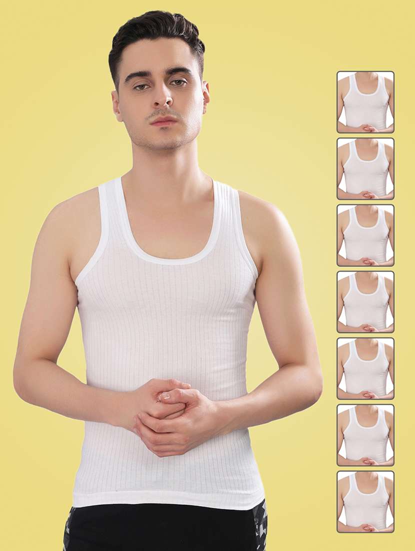 men pack of 7 solid sleeveless vest