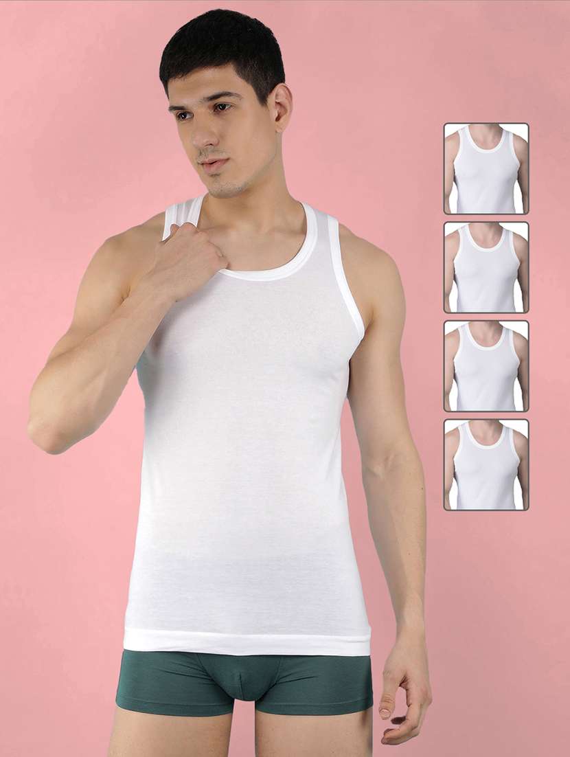 men pack of 5 solid sleeveless vest