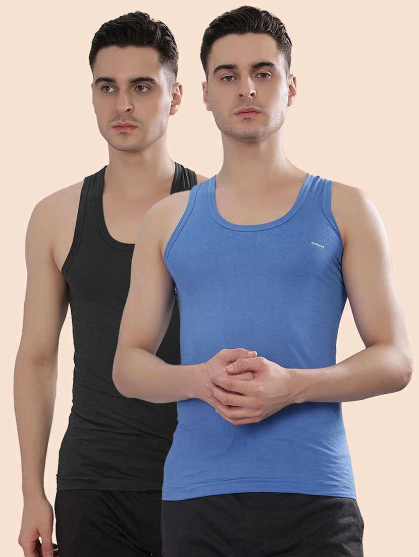 men pack of 2 solid sleeveless vest