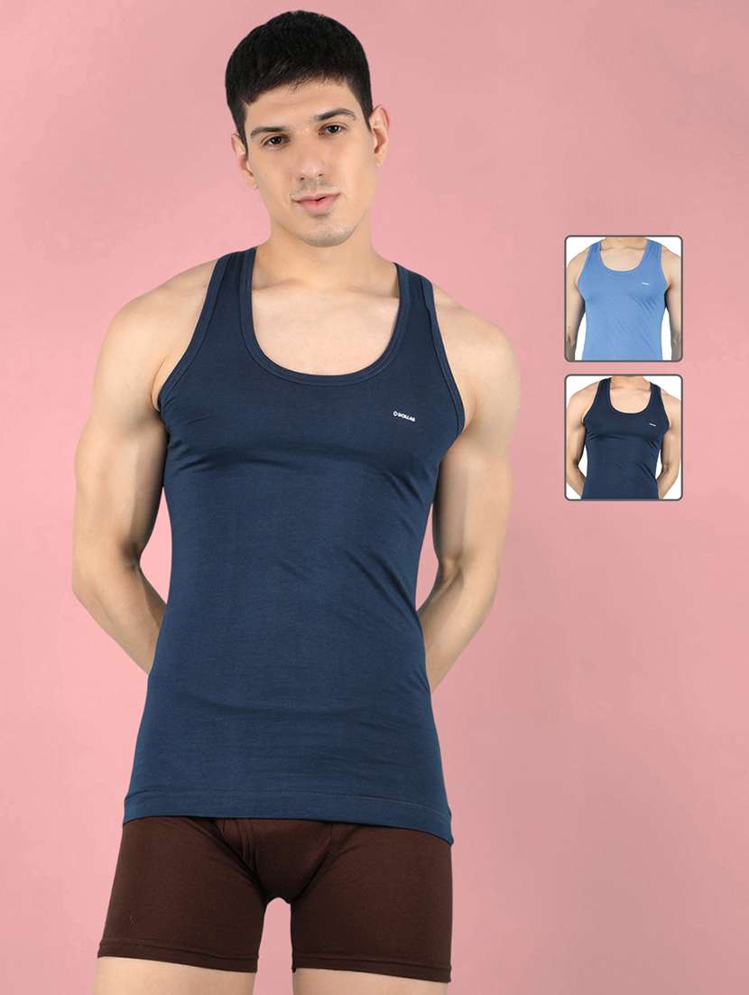 men pack of 2 solid sleeveless vest