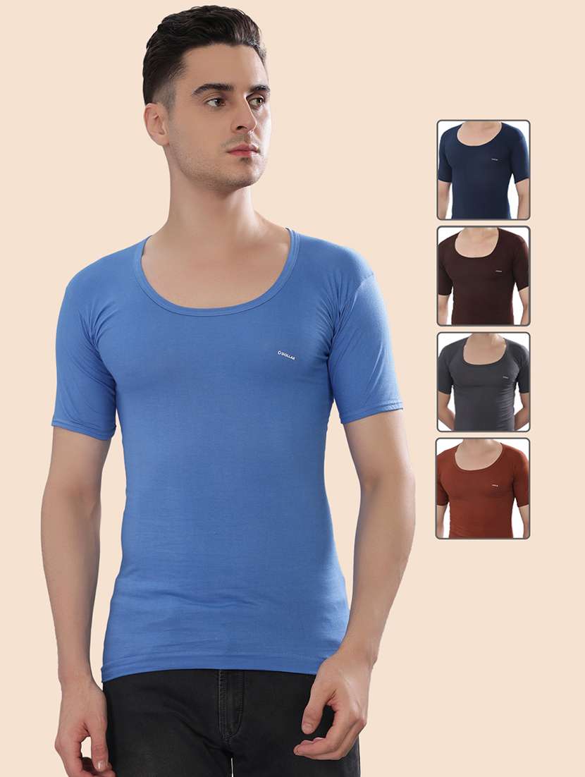 men pack of 5 solid scoop neck vest