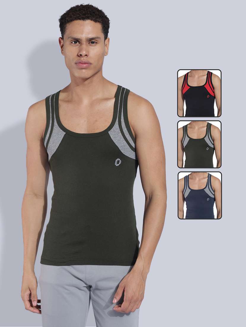 men pack of 3 color block sleeveless vest