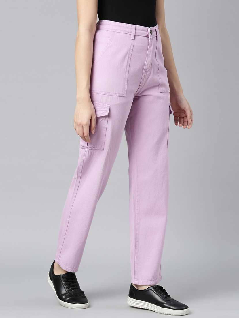 Women Solid High Rise Cargo Pant - 22558219 -  Standard Image - 3