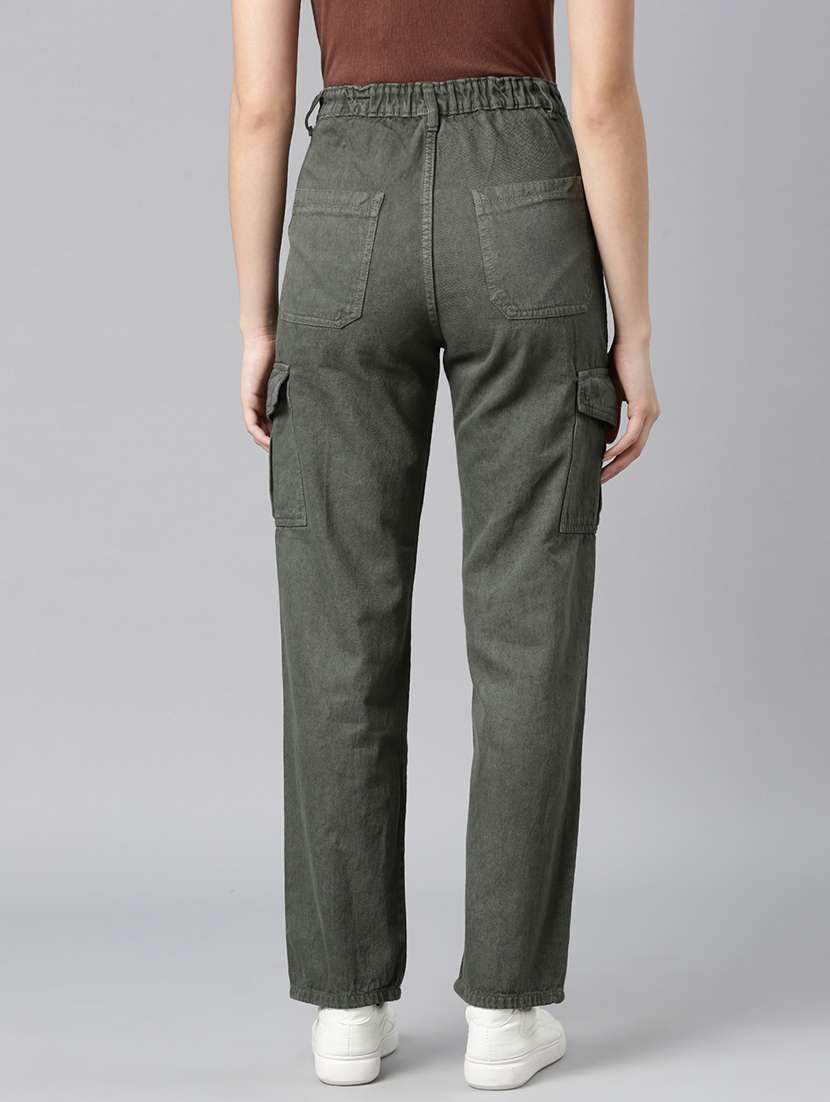women solid high rise cargo pant - 22558221 -  Standard Image - 3