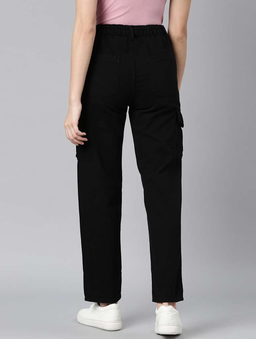 women solid mid rise cargo jeans - 22558222 -  Standard Image - 3