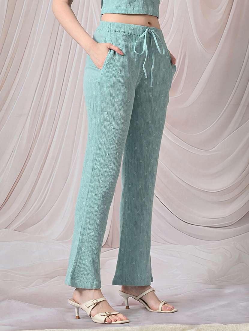Women Embroidered Mid Rise Straight Trouser - 22558269 -  Standard Image - 3