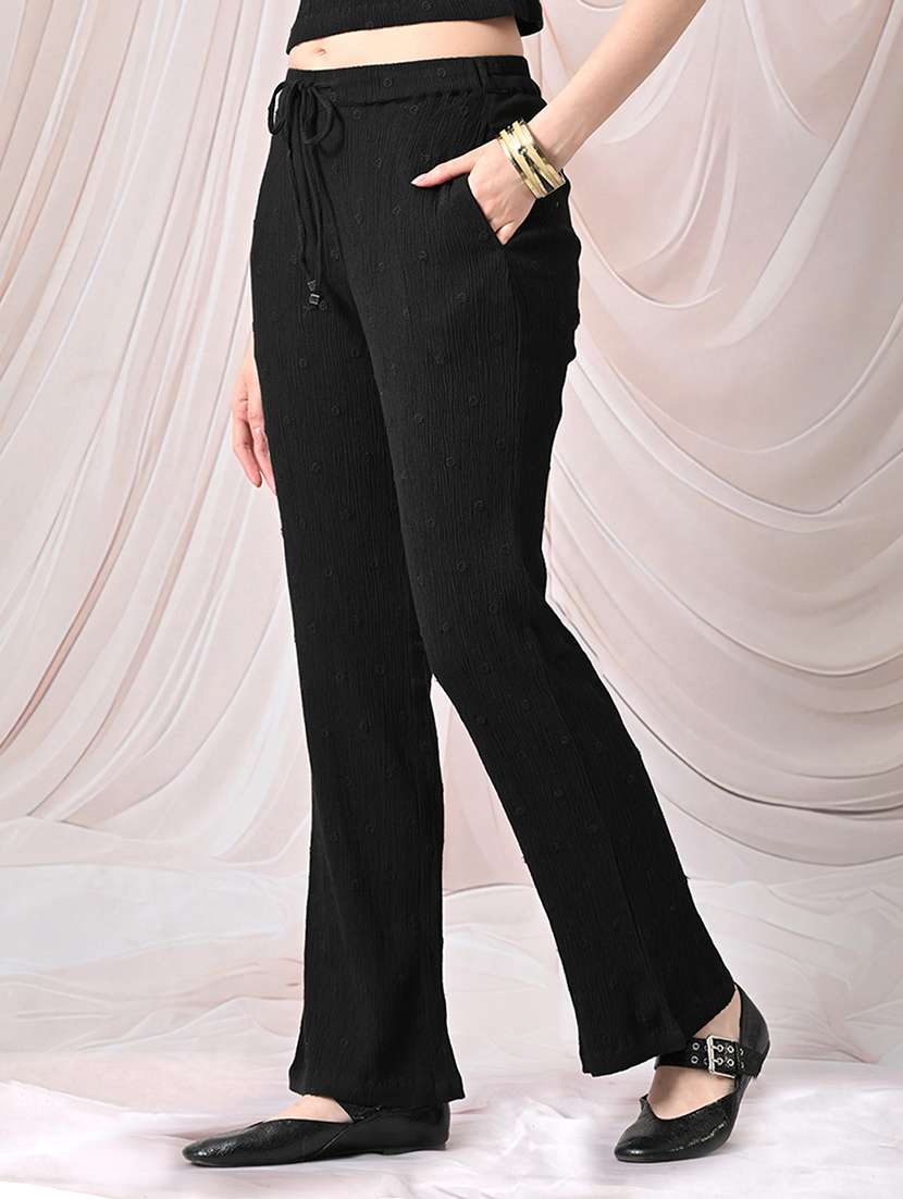 women embroidered mid rise straight trouser - 22558271 -  Standard Image - 3