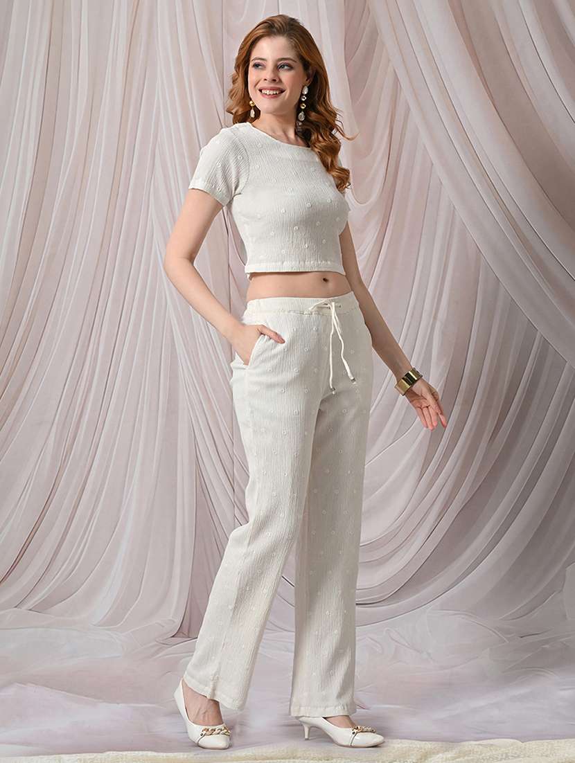 Women Embroidered Round Neck Top And Trouser Co-ord Set - 22558279 -  Standard Image - 5
