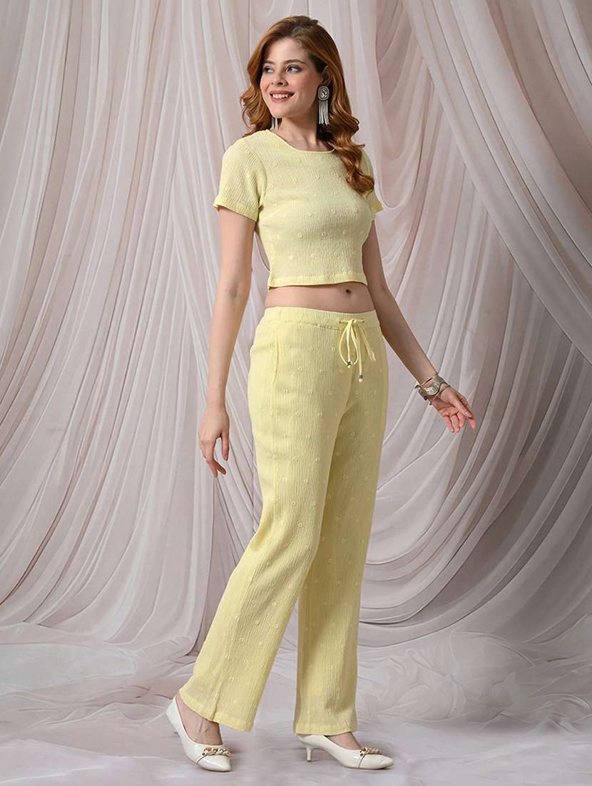 Women Embroidered Round Neck Top And Trouser Co-ord Set - 22558280 -  Standard Image - 5