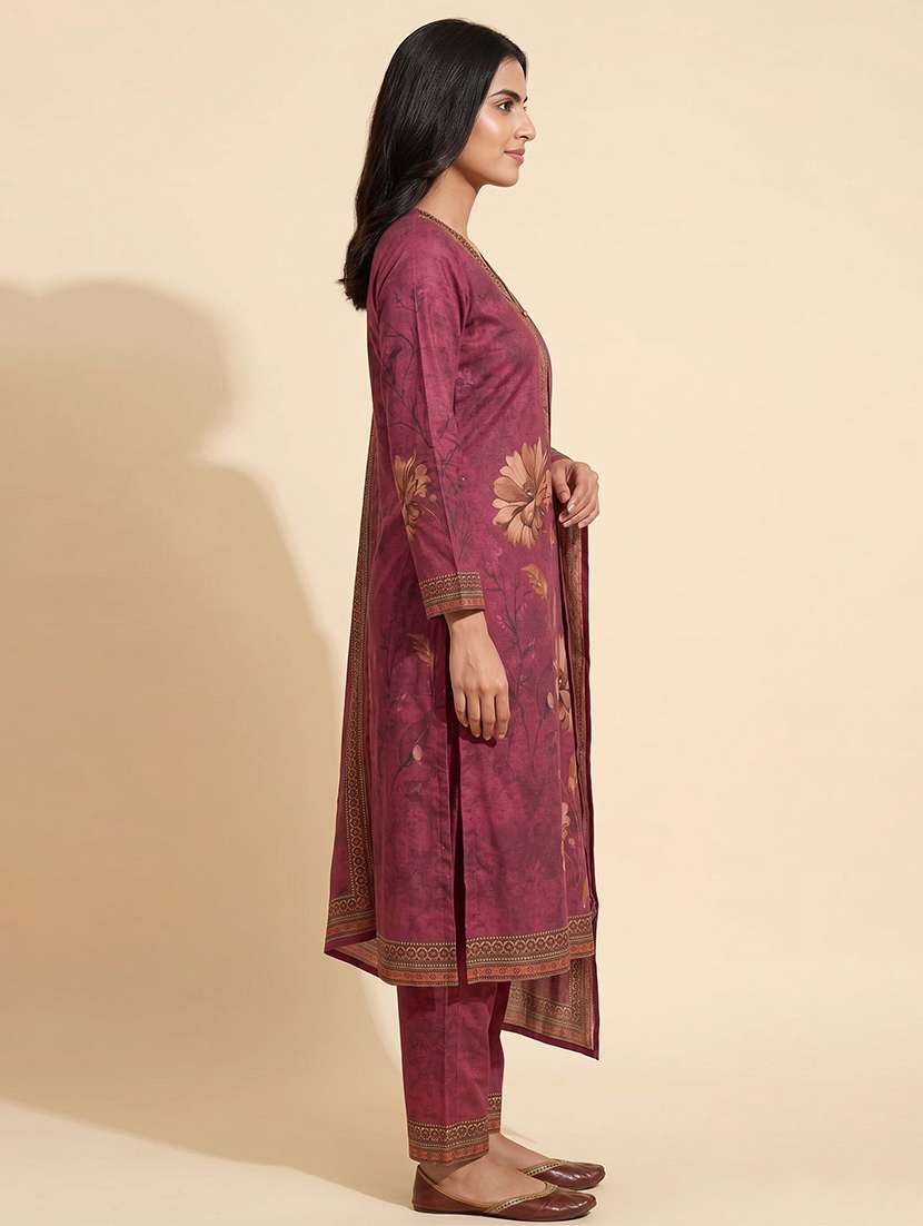 women floral long sleeve kurta pant with dupatta set - 22558329 -  Standard Image - 3