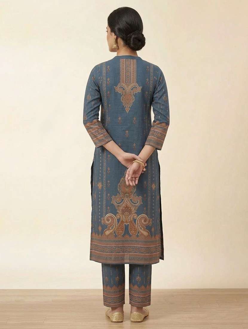 women printed long sleeve kurta pant with dupatta set - 22558338 -  Standard Image - 3