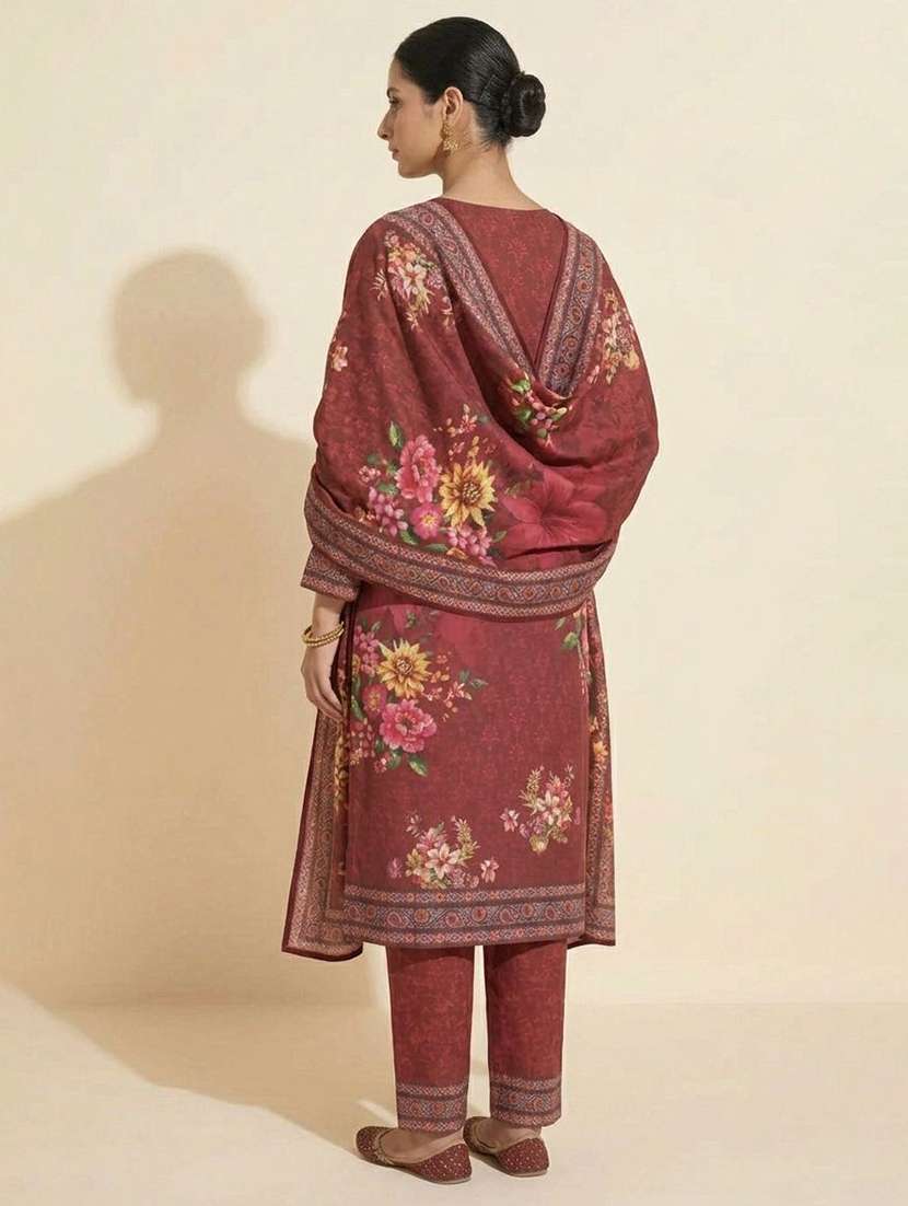 women printed long sleeve kurta pant with dupatta set - 22558339 -  Standard Image - 3