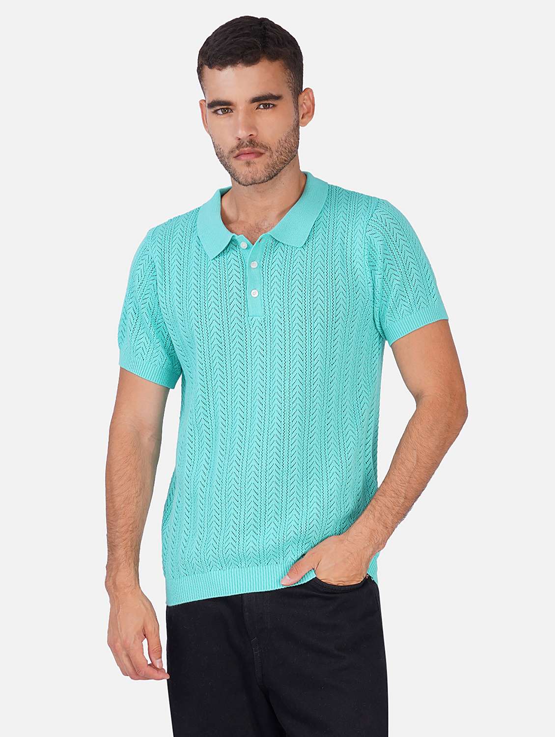 men self design short sleeve regular fit polo t-shirt