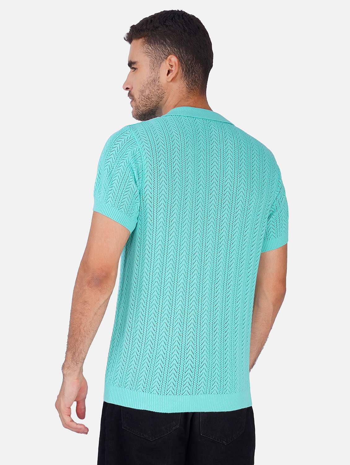 Men Self Design Short Sleeve Regular Fit Polo T-shirt - 22558343 -  Standard Image - 3